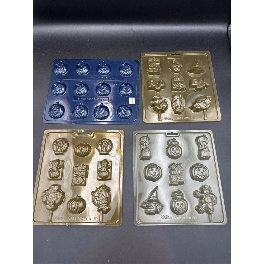 LOT 4 Plastic Candy Mold Chocolate Molds Halloween Vintage Wilton Hallmark